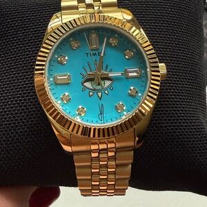 Timex x Jacquie Aiche Turquoise evil eye 36mm watch